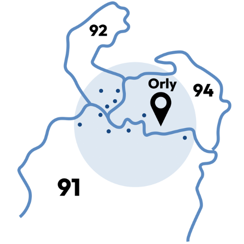 Carte géographique indiquant la localisation des chantiers de GF Constructions.